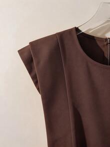 GlowEve Vestido corto elegante y romántico para vacaciones, trabajo y uso diario - Marrón - Ver 4
