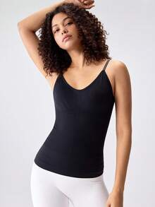 Loungeista Camiseta de tirantes moldeadora para mujer, moldeador de cintura ajustado sin mangas para el verano - Negro - Ver 4