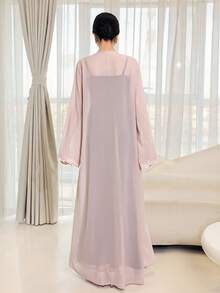 Yasmyna Áo Abaya thêu thanh lịch dành cho nữ - Hồng - Xem 2