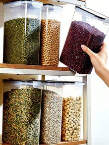 Bộ 1/2/4 hộp đựng ngũ cốc có vòi rót, hộp đựng thực phẩm kín hơi để sắp xếp nhà bếp và phòng đựng đồ, hộp đựng ngũ cốc bằng nhựa kèm cốc đong. - trắng - Xem 5