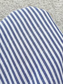 EMERY ROSE Women's Striped V-Neck Short Sleeve Casual Loose Blouse - Blue and White - View 7