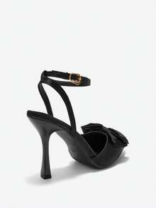 Eladyva Giày sandal cao gót mũi nhọn cho nữ, quai ngang khoét lỗ, kiểu dáng châu Âu, thích hợp cho mùa xuân/hè, thanh lịch, dự tiệc. - màu đen - Xem 3