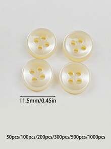 50/100/200/300/500/1000 Pcs Buttons - Light Yellow Vintage Round Buttons For DIY Projects, Shirts, Sewing, Small Accessories (E.G., Wallets) And DIY Wallet Making. - Light yellow - View 3