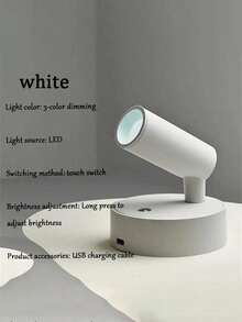 1PC LED Rechargeable Wall Light, Magnetic Spotlight, Painting Light, Nightlight, Bedside Reading Lamp, Eye-Caring Bedroom Night Light, Dimmable, Wireless No Drilling, 360° Rotatable Touch Control, Rechargeable Battery - Multicolor - View 11