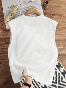 GARFIELD | SHEIN Manfinity Joysei Áo tank top in họa tiết màu trắng dành cho nam - trắng - Xem 3