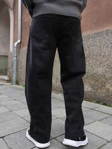 Artur Kramer 1 chiếc áo khoác denim nam phong cách đường phố Mỹ dáng rộng thoải mái hiệu Hearty Haven - màu đen - Xem 5
