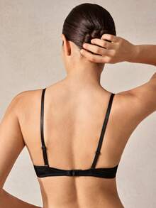 Veilyse Solid Adjustable Strap Underwire Bra, Lingerie - Black - View 2