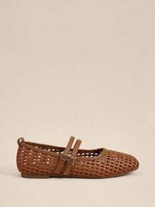Rosivie Woven Casual Versatile Breathable Comfortable Women Flats For Christmas - Khaki - View 3