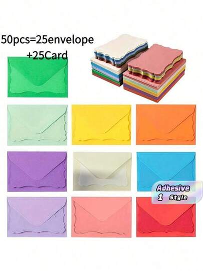 50PCS Mini Envelopes With Blank Greeting Cards, Suitable For Family, Friends And Colleagues, Small Self-Adhesive Envelopes, Perfect For Birthday, Thank You Notes, Parties, Christmas And New Year Wishes