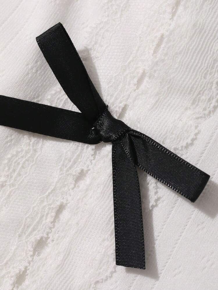 Women's Patchwork Fitted Bow Tie Contrast Color Camisole