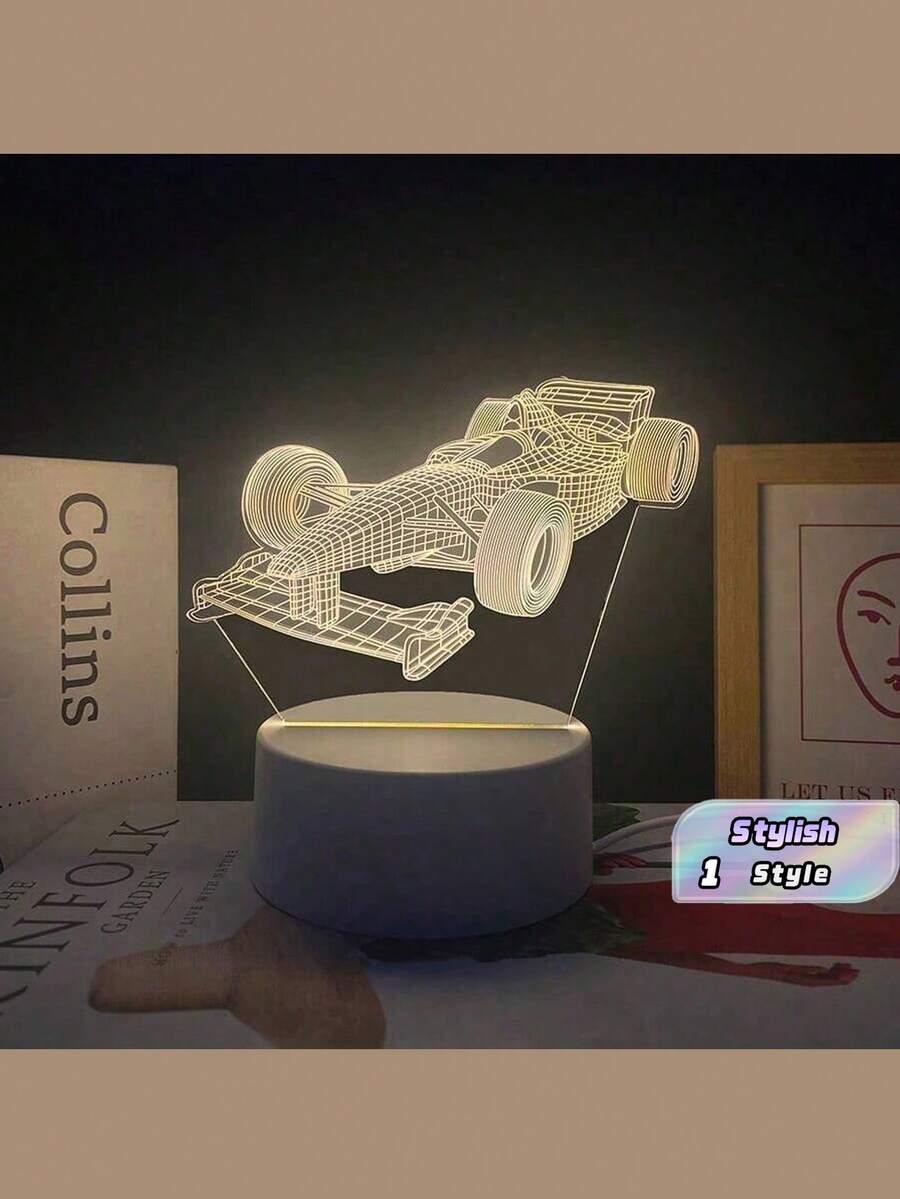 Đèn ngủ 3D Vision ánh sáng ấm áp này có thiết kế xe đua tinh tế với các chi tiết chân thực và hiệu ứng 3D tạo nên bầu không khí ấm cúng và vui nhộn trong phòng vào ban đêm. - trắng - Xem 1