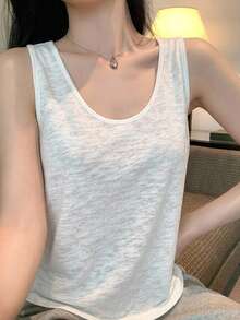 DAZY 青少年女孩純色休閒百搭日常穿著上衣 - 白色 - 查看 9