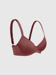 SHEIN 3pcs Comfortable Bras & Wireless Bras (Red + Beige + Reddish Brown) - Multicolor - View 9