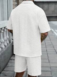 Manfinity CasualCool 男士休闲衬衫，家居服，梭织纹理 - 白色 - 查看 2