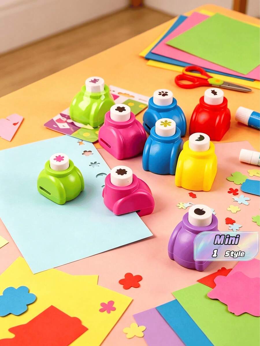 6 piezas Juego de perforadoras mini con relieve, de colores mixtos, herramientas portátiles creativas de corte y estampación de papel para manualidades de scrapbooking, tarjetas de felicitación y decoración de diarios. Útiles escolares, de vuelta al colegio.