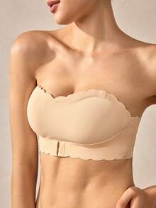 Veilyse Women's Invisible Strapless Sexy Front Closure Push-Up Bra, Wireless Bra For Backless/Strapless Tops - Apricot - View 6