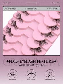 10 pares de cílios postiços 3D Mink Soft Cat Eye, curtos e naturais, com base transparente, para maquiagem diária, com efeito leve e natural, ideais para trabalho, escritório e viagens. - Preto - Ver 4