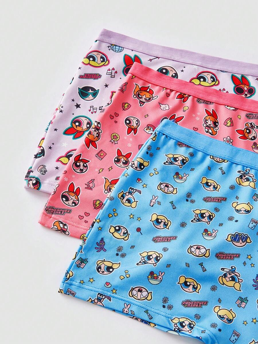 Chillnights THE POWERPUFF GIRLS X SHEIN 女士卡通印花休闲日常三角裤 - 彩色 - 查看 1