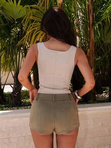 Bris Aura Damen-Camisole-Top in Apricot mit Stickerei, Bindebändern und Wildleder-Details in Weiß, Boho-Bluse für Musikfestivals und lässigen Sommer - Aprikosenfarben - Übersicht 2
