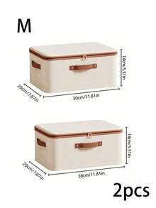 1/2 Packs Zippered Fabric Storage Box, Foldable & Washable Closet Organizer, With Handle (Beige) - Beige - View 8