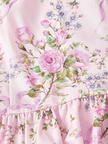 SHEIN MOD 浪漫花卉露背蝴蝶结吊带短裙 - 彩色 - 查看 6