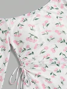 Sweetra CURVE 2026 New Summer Beach Vacation Cherry Print Swimsuit Set Pink - Pink - View 5