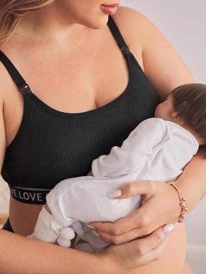 Plus Size Nursing Bra, Ribbed Nursing Bra, Sports Bra For Pregnant Or Nursing Women, Convenient Breastfeeding Experience For Plus Size Urban Women