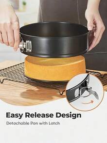 1pc / 3pcs, Lockable Bottom Spring Cake Mold, Loose Bottom Baking Cake Mold, Removable Non-Stick Baking Pan, Oven Accessories, Baking Tools, Kitchen Gadgets, Kitchen Accessories, Home Kitchen Supplies - Black - View 4