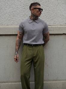 Artur Kramer Men Suit Pants Kantong Zip Plicated Plain - Hijau Tentara - View 6