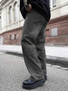 Artur Kramer Quần Jeans Nam Dáng Rộng Phong Cách Retro Tối Giản Bỏ Túi - Màu xám đen - Xem 6
