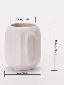 1pc White Ceramic Vases , Home Decor Large Vases Modern Simple Stereo Grain Table Decoration Vases For Bedroom, Living Room, Office Table Home Gift Women Room Decor Flower Vase Glass Vase - Multicolor - View 11