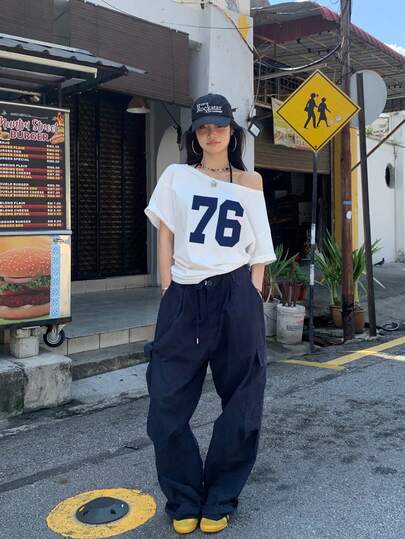 Sundraya 女士数码印花圆领可变肩短袖 T 恤，夏季图案 T 恤女式上衣