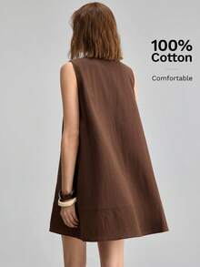 Ontre 2026 Nuevo vestido de muñeca morado para verano, vestido mini sin mangas, adecuado para el transporte urbano, vacaciones, playa, festivales de música, atuendo casual de primavera/verano, moda minimalista, transporte urbano, sencillez elegante, atuendo de verano - Rojo violeta - Ver 3