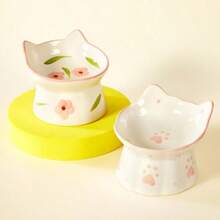 PETSIN 1 Ceramic Pet Bowl Can Be Loved, Multifunctional Cat Bowl, Anti Tipping, Water Feeding, Cat Bowl With Slanted Mouth, Easy To Clean, Cat Bowl, Pet Tableware - 150ml - View 4