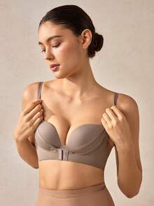 Veilyse Áo lót nâng ngực siêu nâng ngực dành cho nữ, cúp ngực nhỏ được thiết kế để tạo hiệu ứng ngực lớn hơn - màu nâu - Xem 8