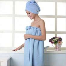 Bộ hai mảnh váy ống/mũ trùm tóc bằng sợi microfiber, váy tắm nơ cho người lớn, thấm hút nước tốt, nhẹ và nhanh khô, bộ hai mảnh khăn tắm và mũ trùm tóc, đồ dùng phòng tắm, váy xông hơi cho nữ, khăn xông hơi spa (55,11in * 28,74in) - Nhiều màu - Xem 10