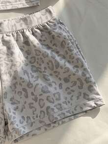 SHEIN Vintaside Kids Tween Girls White Cami Top And Drawstring Shorts Set,Light Leopard Print,Casual Summer Outfits,Teenage Vacation Holiday Wear,Lightweight&Comfortable - Multicolor - View 5