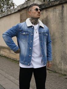 Artur Kramer Áo khoác denim dài tay kiểu Mỹ cổ điển dành cho nam, thích hợp cho mùa thu. - Rửa trung bình - Xem 1