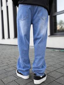 Artur Kramer Quần jeans nam dáng rộng, chất liệu dày vừa phải, phong cách đường phố cổ điển, màu xanh dương. - Màu xanh lam - Xem 2