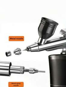 2Pcs Single Action Airbrush Kit, 0.3mm Nozzle With Metal Gas Can, High Pressure Atomizer Accessories Portable Moisture Spray Gun For Model Making Nail Art Car Painting Beauty DIY Crafts - Multicolor - View 8