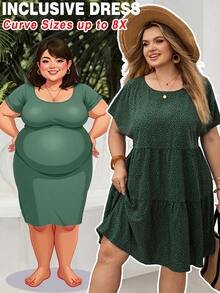 SHEIN CURVE+ 22號大尺碼女款音樂節海灘度假波希米亞風春夏復古洋裝 - 彩色 - 查看 1