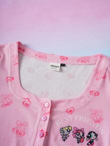 THE POWERPUFF GIRLS X SHEIN Women Short Dress For Daily Wear - Baby Pink - View 3