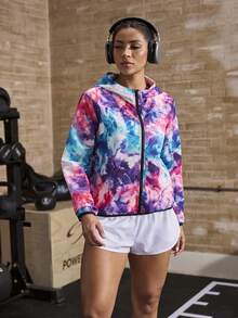 Powerista Tie-Dye Print Hooded Sports Jacket - Multicolor - View 3