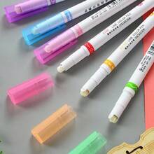 Penna a doppia linea con curva ondulata, pennarello ad asciugatura rapida, penna per bullet journal, cancelleria colorata per studenti, penna fluorescente, forniture scolastiche in stile saudita - multicolore - Visualizzare 8