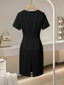 Women Midi Dresses - Black - View 2