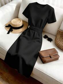 Women Midi Dresses - Black - View 7