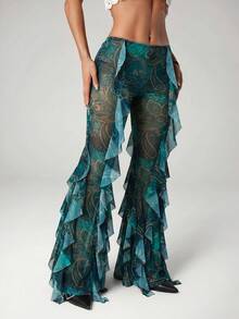 SHEIN ICON Women's Paisley Print Retro Flare Pants - Multicolor - View 6