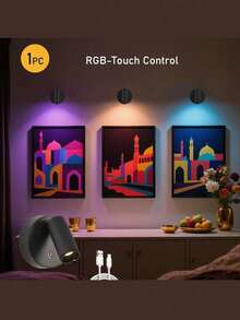 1 pieza Foco controlado por control remoto, luz decorativa de pared con control táctil, RGB de 7 colores con capacidad de atenuación, iluminación nocturna, adecuado para arte de pared y decoración de árboles, luz recargable. - 7 Colors RGB - Ver 13