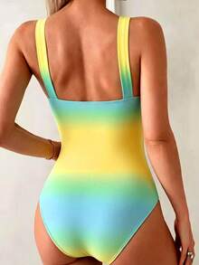 Swim Lushoire Áo tắm liền thân nữ thanh lịch, tôn dáng, phối ombre, xếp ly, dây đeo rộng. - Màu xanh Bạc hà - Xem 2