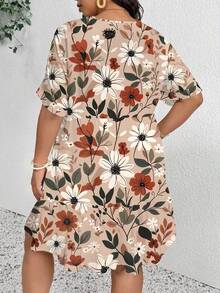 SHEIN VCAY Đầm babydoll cổ chữ V in hoa, phong cách thường ngày, thoải mái cho nữ, thích hợp cho kỳ nghỉ hè, đi nghỉ mát, dành cho nữ. - Nhiều màu - Xem 5